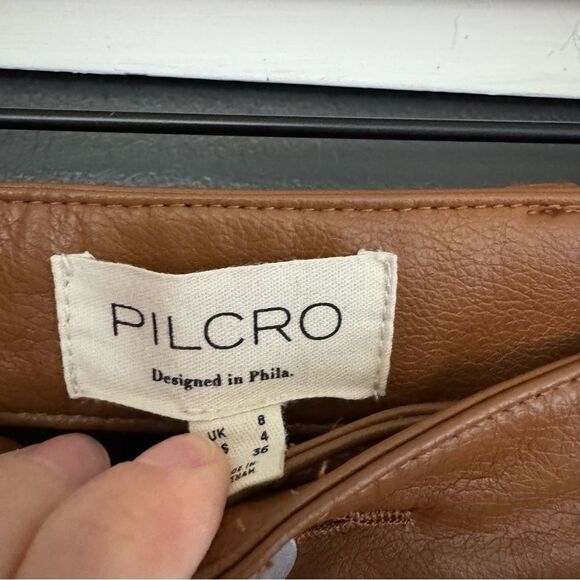 NWT Anthropologie The Madi Faux Leather Front-Slit Denim Skirt by Pilcro sz 4 - Picture 4 of 7